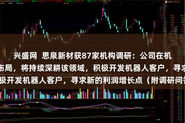兴盛网  思泉新材获87家机构调研：公司在机器人散热方案上已进行布局，将持续深耕该领域，积极开发机器人客户，寻求新的利润增长点（附调研问答）
