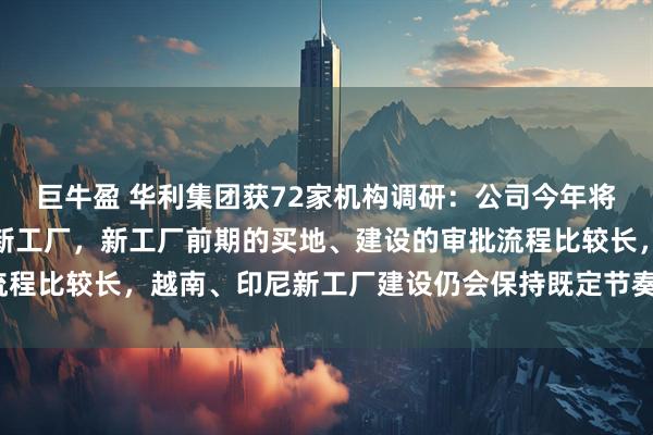 巨牛盈 华利集团获72家机构调研：公司今年将在越南、印尼继续建设新工厂，新工厂前期的买地、建设的审批流程比较长，越南、印尼新工厂建设仍会保持既定节奏（附调研问答）