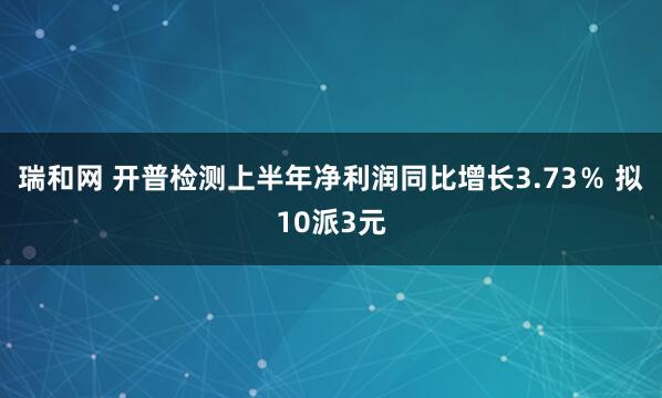 瑞和网 开普检测上半年净利润同比增长3.73％ 拟10派3元